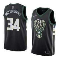 NBA Men Milwaukee Bucks Black #34 ANTETOKOUNMPO Jersey High Quality Name and Number Print