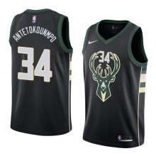 NBA Men Milwaukee Bucks Black #34 ANTETOKOUNMPO Jersey High Quality Name and Number Print