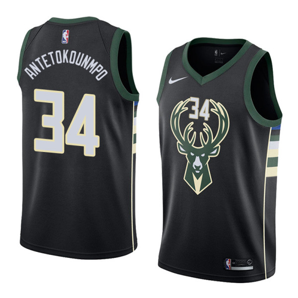 NBA Men Milwaukee Bucks Black #34 ANTETOKOUNMPO Jersey High Quality Name and Number Print