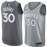 NBA Men Minnesota Timberwolves Grey City #30 BROOKS Jersey High Quality Name and Number Print