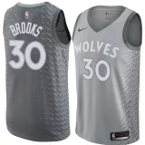 NBA Men Minnesota Timberwolves Grey City #30 BROOKS Jersey High Quality Name and Number Print