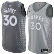 NBA Men Minnesota Timberwolves Grey City #30 BROOKS Jersey High Quality Name and Number Print