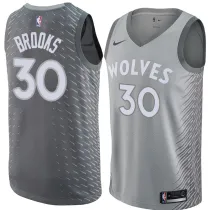 NBA Men Minnesota Timberwolves Grey City #30 BROOKS Jersey High Quality Name and Number Print
