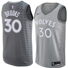 NBA Men Minnesota Timberwolves Grey City #30 BROOKS Jersey High Quality Name and Number Print