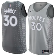 NBA Men Minnesota Timberwolves Grey City #30 BROOKS Jersey High Quality Name and Number Print