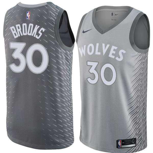 NBA Men Minnesota Timberwolves Grey City #30 BROOKS Jersey High Quality Name and Number Print