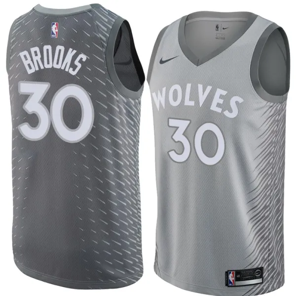 NBA Men Minnesota Timberwolves Grey City #30 BROOKS Jersey High Quality Name and Number Print