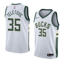 NBA Men Milwaukee Bucks White #35 TELETOVIX Jersey High Quality Name and Number Print