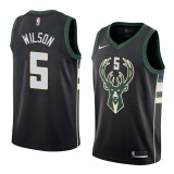 NBA Men Milwaukee Bucks Black #5 WILSON Jersey High Quality Name and Number Print