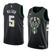 NBA Men Milwaukee Bucks Black #5 WILSON Jersey High Quality Name and Number Print
