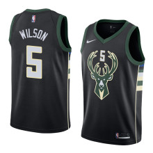NBA Men Milwaukee Bucks Black #5 WILSON Jersey High Quality Name and Number Print
