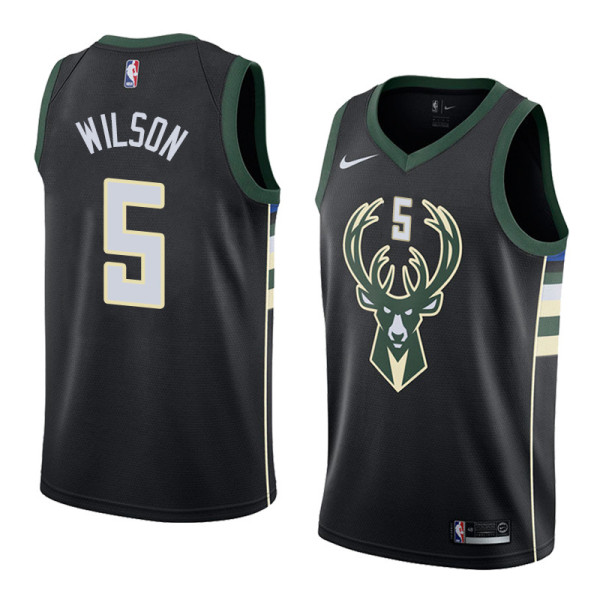 NBA Men Milwaukee Bucks Black #5 WILSON Jersey High Quality Name and Number Print