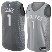 NBA Men Minnesota Timberwolves Grey City #1 JONES Jersey High Quality Name and Number Print