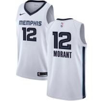 NBA Men Memphis Grizzlies White #12 MORANT Jersey High Quality Name and Number Print