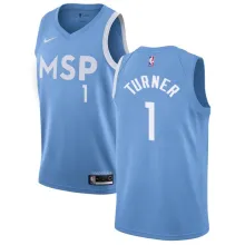 NBA Men Minnesota Timberwolves Light Blue City #1 TURNER Jersey High Quality Name and Number Print