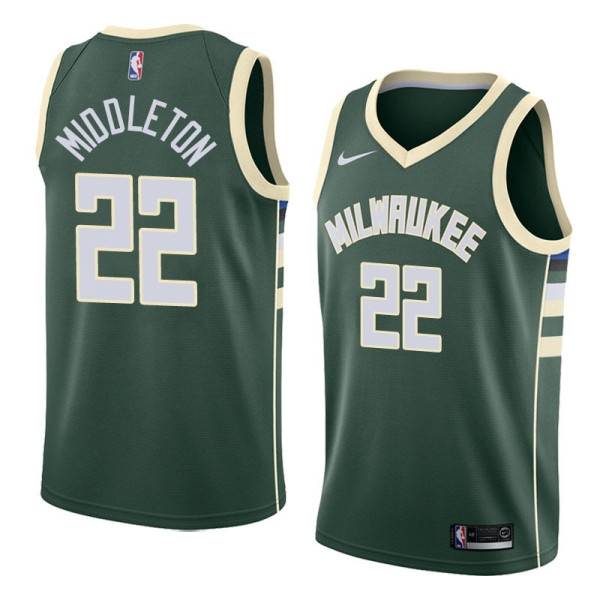 NBA Men Milwaukee Bucks Green #22 MIDDLETON Jersey High Quality Name and Number Print