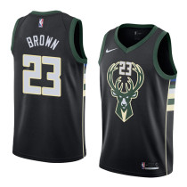 NBA Men Milwaukee Bucks Black #23 BROWN Jersey High Quality Name and Number Print