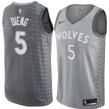 NBA Men Minnesota Timberwolves Grey City #5 DIENG Jersey High Quality Name and Number Print