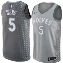 NBA Men Minnesota Timberwolves Grey City #5 DIENG Jersey High Quality Name and Number Print