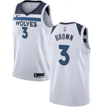 NBA Men Minnesota Timberwolves White #3 BROWN Jersey High Quality Name and Number Print