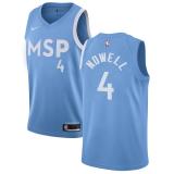 NBA Men Minnesota Timberwolves Light Blue City #4 NOWELL Jersey High Quality Name and Number Print