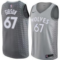 NBA Men Minnesota Timberwolves Grey City #67 GIBSON Jersey High Quality Name and Number Print