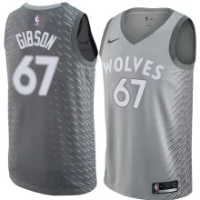 NBA Men Minnesota Timberwolves Grey City #67 GIBSON Jersey High Quality Name and Number Print