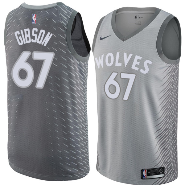 NBA Men Minnesota Timberwolves Grey City #67 GIBSON Jersey High Quality Name and Number Print