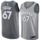 NBA Men Minnesota Timberwolves Grey City #67 GIBSON Jersey High Quality Name and Number Print