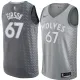 NBA Men Minnesota Timberwolves Grey City #67 GIBSON Jersey High Quality Name and Number Print