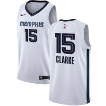 NBA Men Memphis Grizzlies White #15 CLARKE Jersey High Quality Name and Number Print