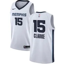 NBA Men Memphis Grizzlies White #15 CLARKE Jersey High Quality Name and Number Print