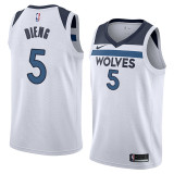 NBA Men Minnesota Timberwolves White #5 DIENG Jersey High Quality Name and Number Print