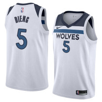 NBA Men Minnesota Timberwolves White #5 DIENG Jersey High Quality Name and Number Print