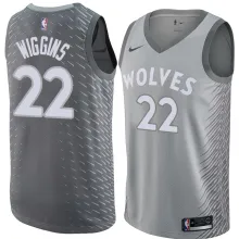 NBA Men Minnesota Timberwolves Grey City #22 WIGGINS Jersey High Quality Name and Number Print