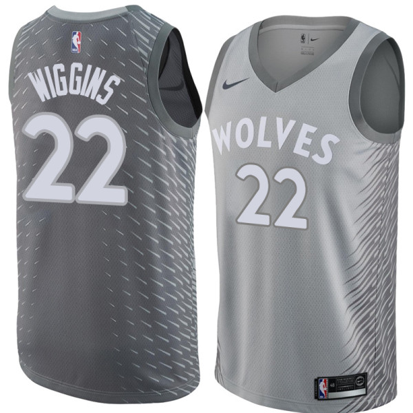 NBA Men Minnesota Timberwolves Grey City #22 WIGGINS Jersey High Quality Name and Number Print