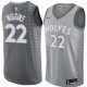 NBA Men Minnesota Timberwolves Grey City #22 WIGGINS Jersey High Quality Name and Number Print
