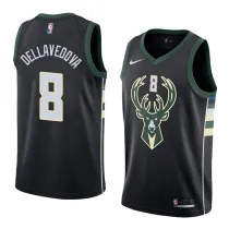 NBA Men Milwaukee Bucks Black #8 DELLAVEDOVA Jersey High Quality Name and Number Print