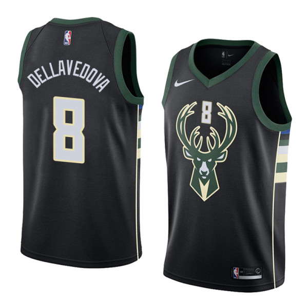 NBA Men Milwaukee Bucks Black #8 DELLAVEDOVA Jersey High Quality Name and Number Print