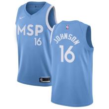 NBA Men Minnesota Timberwolves Light Blue City #16 JOHNSON Jersey High Quality Name and Number Print