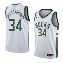 NBA Men Milwaukee Bucks White #34 ANTETOKOUNMPO Jersey High Quality Name and Number Print