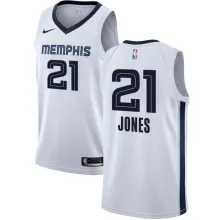 NBA Men Memphis Grizzlies White #21 JONES Jersey High Quality Name and Number Print