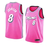 NBA Men Miami Heat Pink City #8 JOHNSON Jersey High Quality Name and Number Print