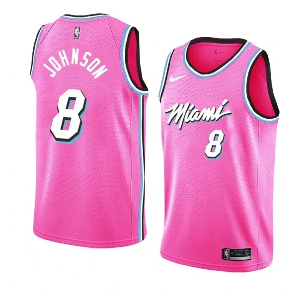 NBA Men Miami Heat Pink City #8 JOHNSON Jersey High Quality Name and Number Print