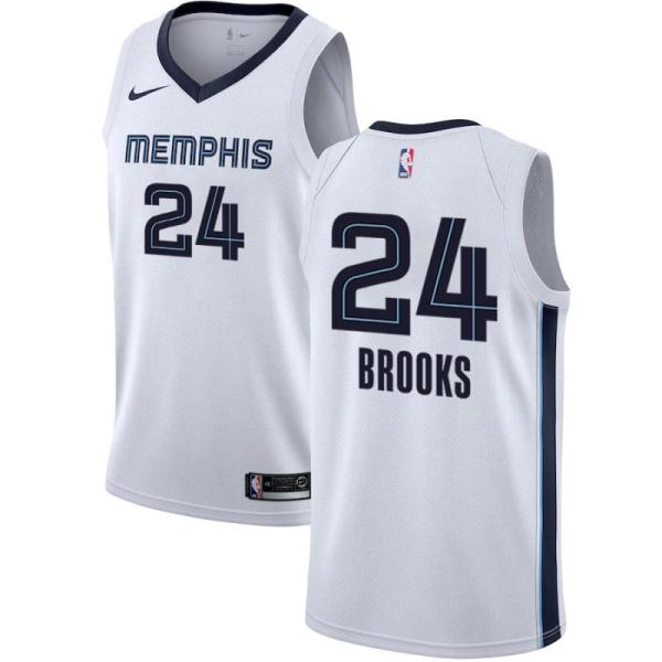 NBA Men Memphis Grizzlies White #24 BROOKS Jersey High Quality Name and Number Print