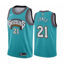 NBA Men Memphis Grizzlies Retro Green #21 JONES Jersey High Quality Name and Number Print