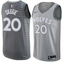 NBA Men Minnesota Timberwolves Grey City #20 OKOGIE Jersey High Quality Name and Number Print