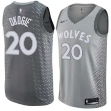 NBA Men Minnesota Timberwolves Grey City #20 OKOGIE Jersey High Quality Name and Number Print