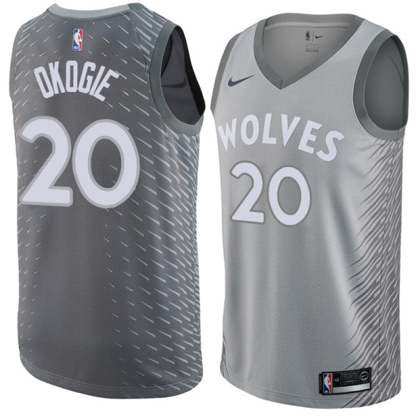 NBA Men Minnesota Timberwolves Grey City #20 OKOGIE Jersey High Quality Name and Number Print