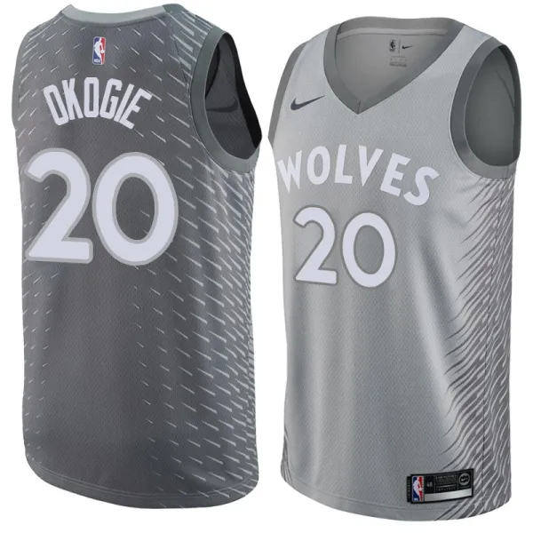 NBA Men Minnesota Timberwolves Grey City #20 OKOGIE Jersey High Quality Name and Number Print